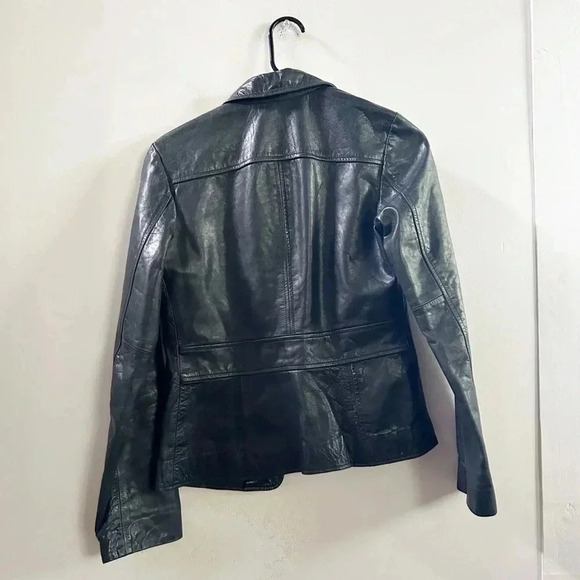 Banana republic vintage 100% leather black bomber jacket 2 - Picture 4 of 4